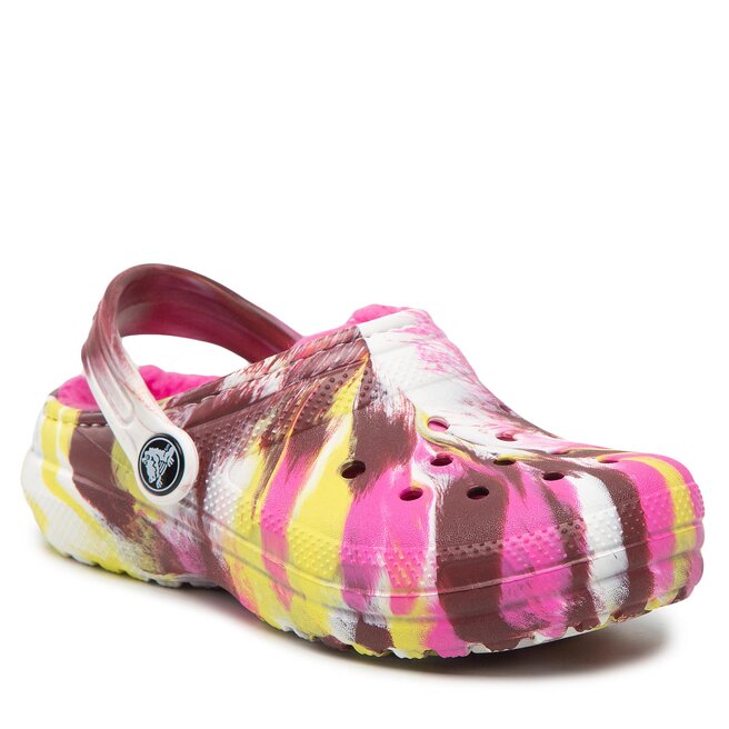 Klapki Crocs Classic Lined Marbled Cgk 207773 Electric Pink Multi
