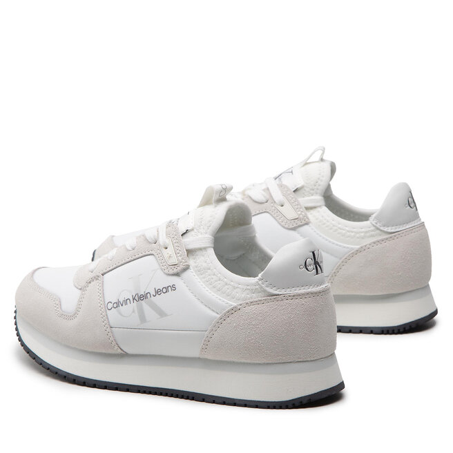 Calvin Klein Jeans Сникърси Calvin Klein Jeans Runner Sock Laceup Ny-Lth Wn YW0YW00840 Bright White YAF