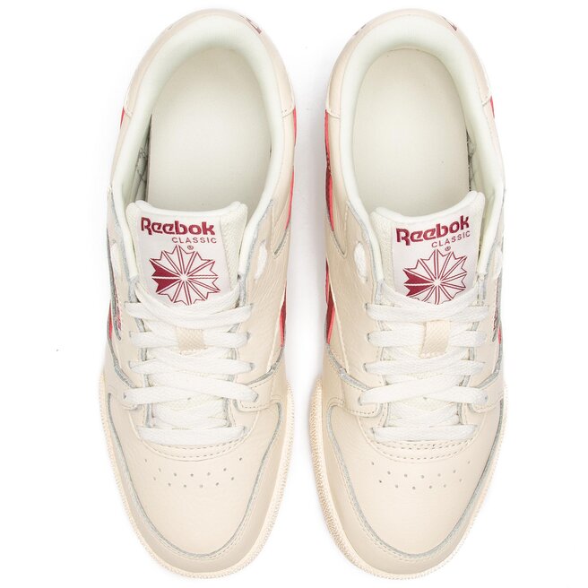 white and red reebok classics