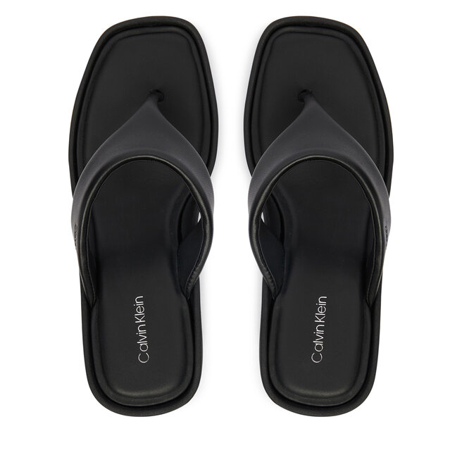 Japonki Calvin Klein Wedge 70 Sndl Thong Lth HW0HW02880 Czarny -