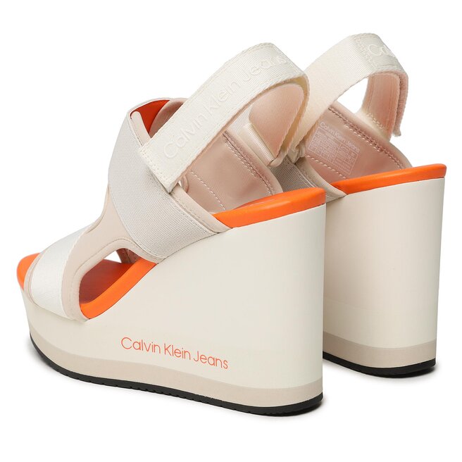 Calvin Klein Jeans Сандали Calvin Klein Jeans Wedge Sandal Webbing YW0YW01073 Eggshell/Shocking Orange ACF