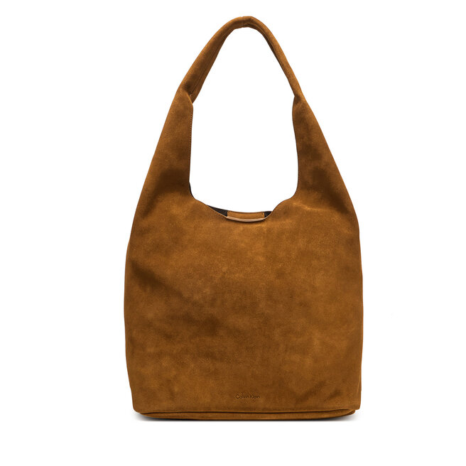Torebka Calvin Klein Slouchy Suede Leather Medium Bag LV04F3597G Brązowy -