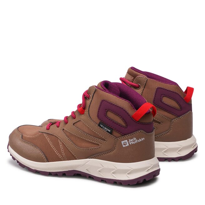 Jack Wolfskin Schnürschuhe Jack Wolfskin Woodland Texapore Mid K 4042152 Brown/Pink