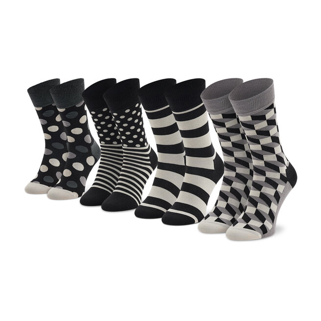 Happy Socks Σετ 4 ζευγάρια ψηλές κάλτσες unisex Happy Socks XCBW09-9150 Czarny