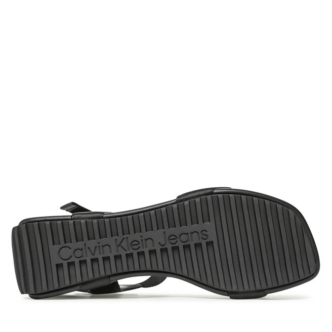 Calvin Klein Jeans Сандали Calvin Klein Jeans Wedge Block Sandal Satin/Hw YW0YW00980 Black/Overcast Grey 0GL