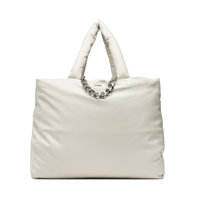 Geantă Calvin Klein Puffed Tote Lg K60K609855 WHT Calvin imagine noua gjx.ro