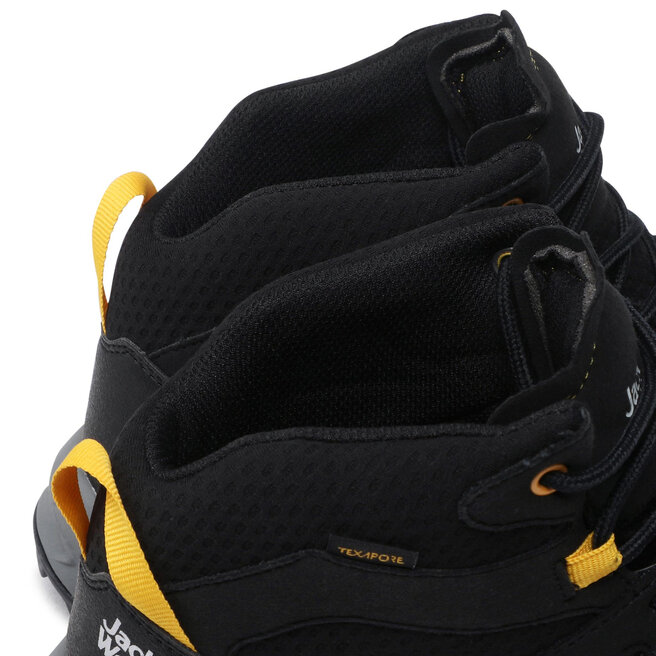 Jack Wolfskin Trekkingschuhe Jack Wolfskin Woodland 2 Texapore Mid M 4051261 6055 Black/Burly Yellow Xt