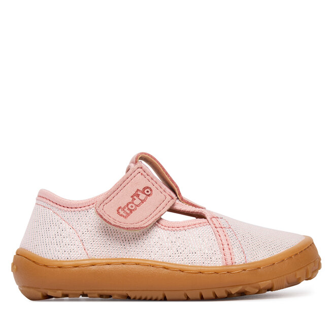 Kapcie Froddo Barefoot Canvas T-Bar G1700439-2 M Różowy - dziewczęce