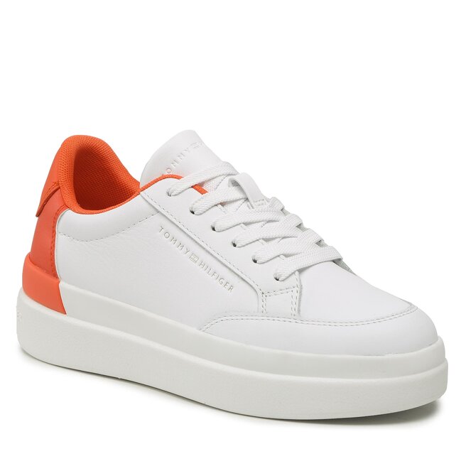 Sneakers Tommy Hilfiger Feminine Sneaker With Color Pop FW0FW06896 White/Earth Orange 0K9 0K9 imagine noua gjx.ro