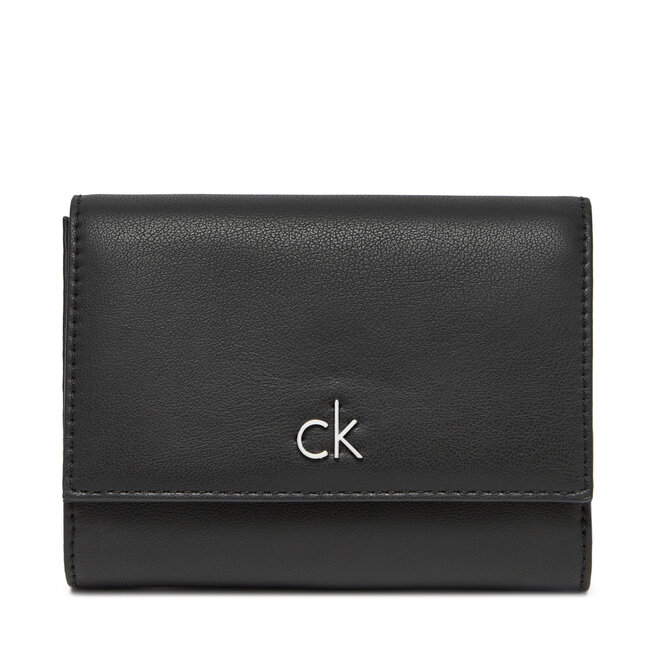 Mały Portfel Damski Calvin Klein Ck Re-Lock Medium Trifold - Czarny