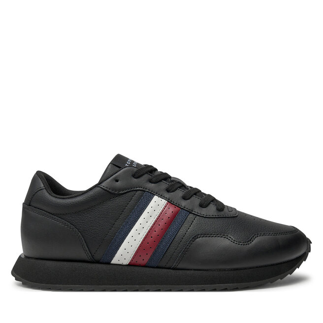 Sneakersy Tommy Hilfiger Runner Evo Lth Mix Ess - Czarny
