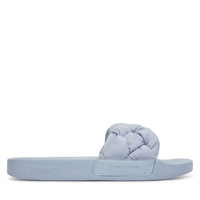 Klapki Tommy Jeans Tjw Braided Slides EN0EN02975 Błękitny -