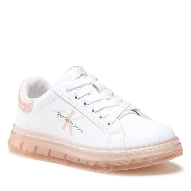 Calvin Klein Jeans Сникърси Calvin Klein Jeans Low Cut Lace-Up Sneaker V3A9-80474-1434 White/Pink X134