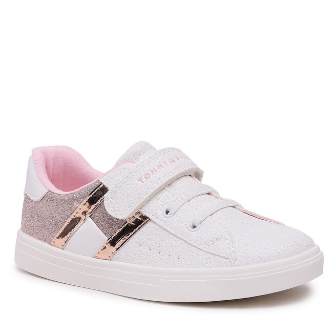 Sneakers Tommy Hilfiger Low Cut Lace-Up/Velcro Sneaker T1A4-32123-1160 S White/Rose Gold X867