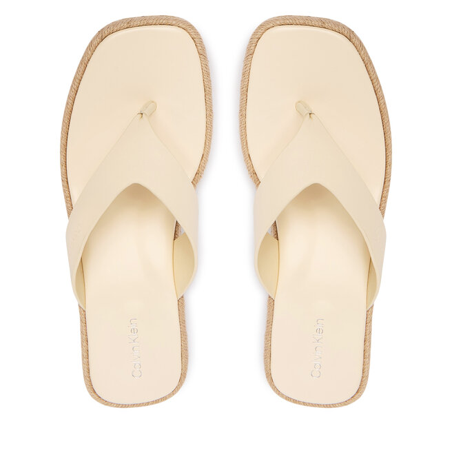 Japonki Calvin Klein Block Heel Espa 50 Thong Lth HW0HW02902 Beżowy -