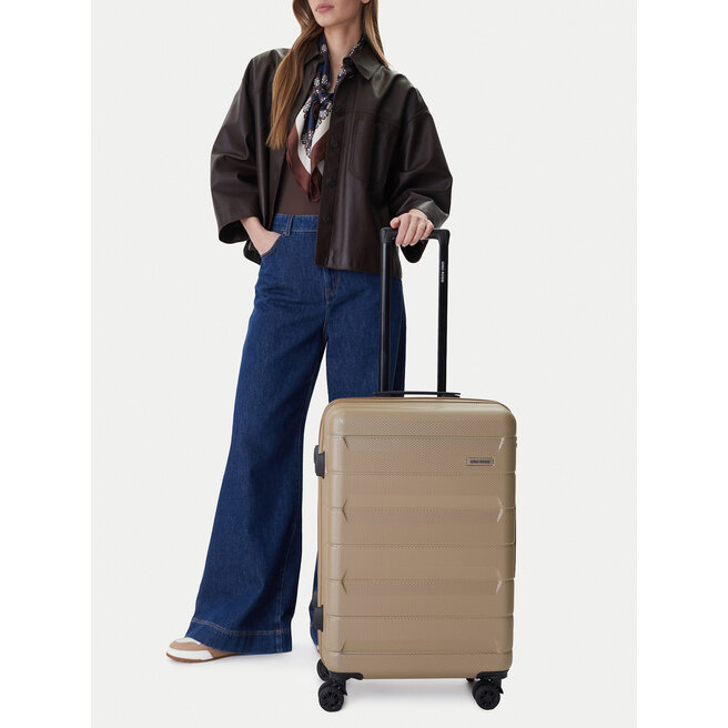 Walizka średnia GINO ROSSI CEO-GIN-M-004-BEIGE Beżowy -