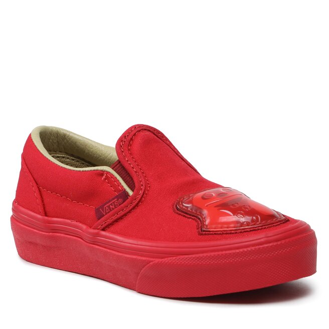 Solid red discount slip on vans