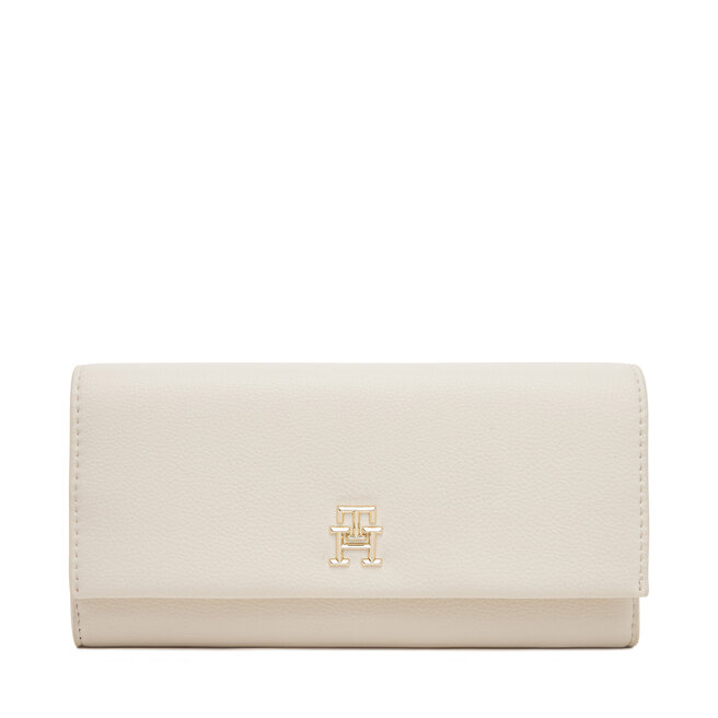 Duży Portfel Damski Tommy Hilfiger Th Legacy Flap Lrg Wallet - Écru
