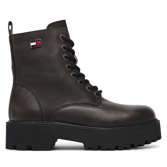 Trapery Tommy Jeans Tjw Platform Brushed Lth Boots EN0EN03141 Czarny