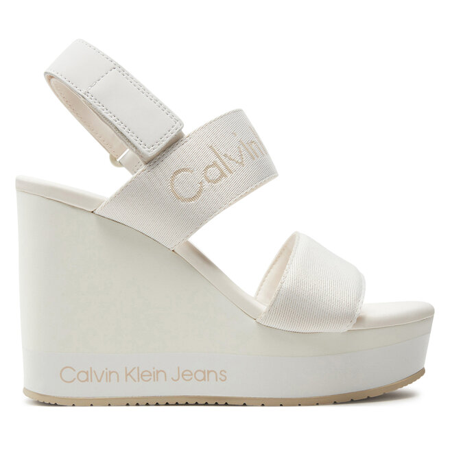 Sandały Calvin Klein Jeans Wedge Sandal Webbing In Mr - Biały
