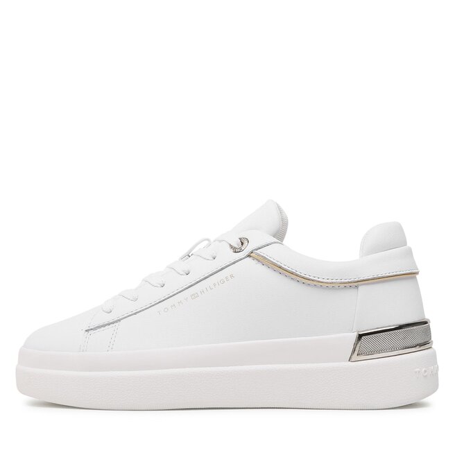 Tommy Hilfiger Sneakersy Tommy Hilfiger Lux Metallic Cupsole Sneaker FW0FW07030 White YBS