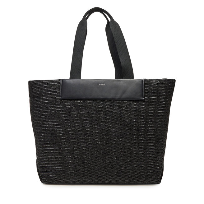 Torebka Calvin Klein Ck Raffia Large Shopper - Czarny