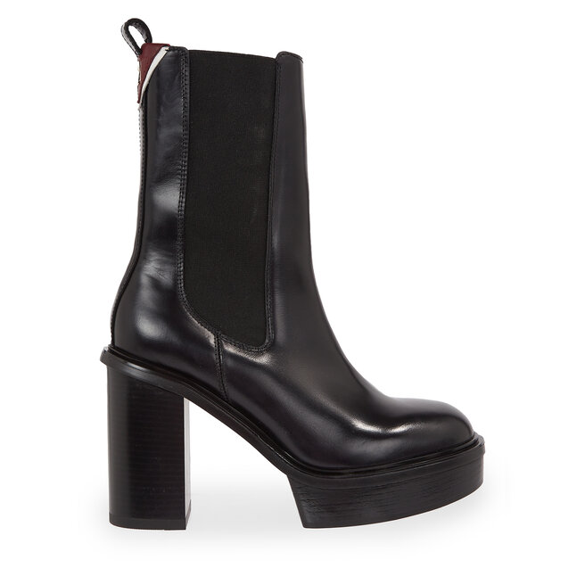 Botki Tommy Hilfiger Elevated Plateau Chelsea Bootie - Czarny