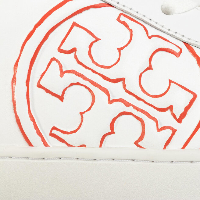 Laisvalaikio batai Tory Burch T-Logo Sneaker 60847 Snow White/Canyon Orange  103 • 