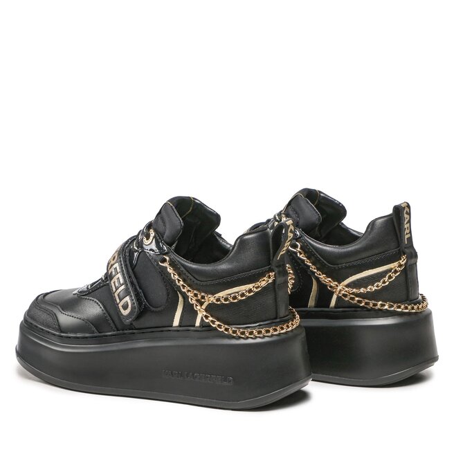 KARL LAGERFELD Sneakersy KARL LAGERFELD KL63540E Black Lthr W/Gold
