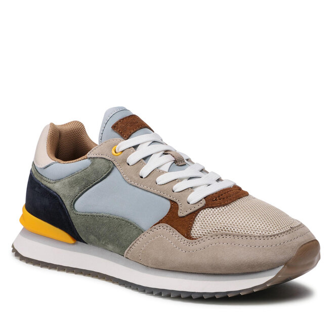 HOFF Montevideo II - Sneakers Uomo In Pelle E Nylon - Suola 4,7 Cm - Memory Foam - Beige/Blu (o Il Colore Principale Che Vedi In Foto)