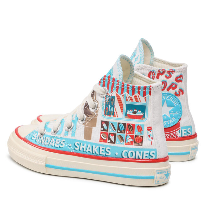 Converse Кецове Converse Chuck 70 Hi A00395C White/Baltic Blue/Soft Red