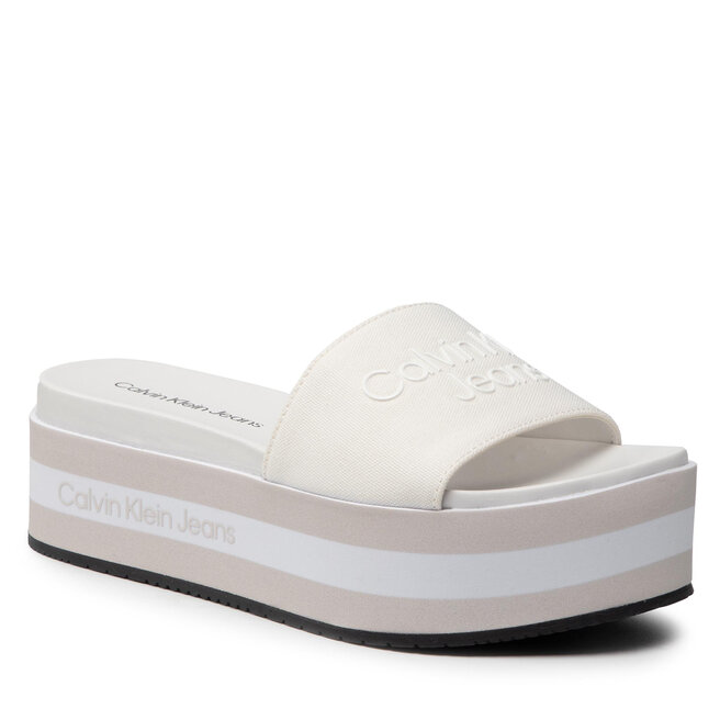Calvin Klein Jeans Sandaler och Slip-ons Calvin Klein Jeans Flatform Sandal Slide YW0YW00563 Bright White YAF
