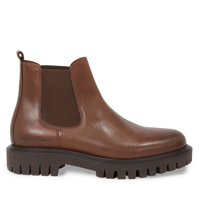 Sztyblety Tommy Hilfiger Premium Casual Chunky Lth Chels - Brązowy