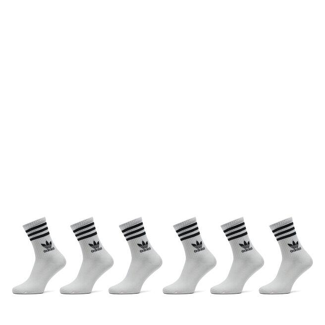 Zestaw 6 par wysokich skarpet unisex adidas 3-Stripes - Biały