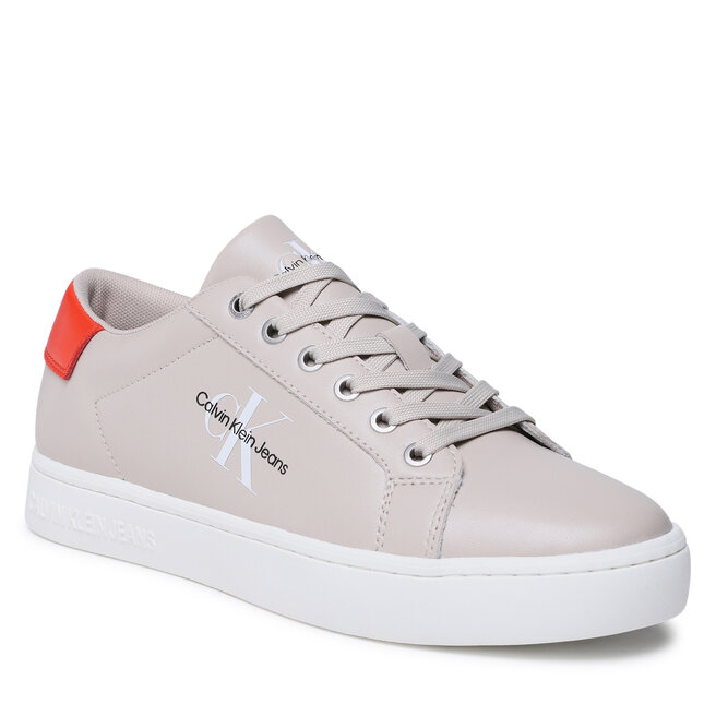 Sneakers Calvin Klein Jeans Classic Cupsole Laceup Low Lth YM0YM00491 Eggshell/Cherry Tomato ACF ACF imagine noua