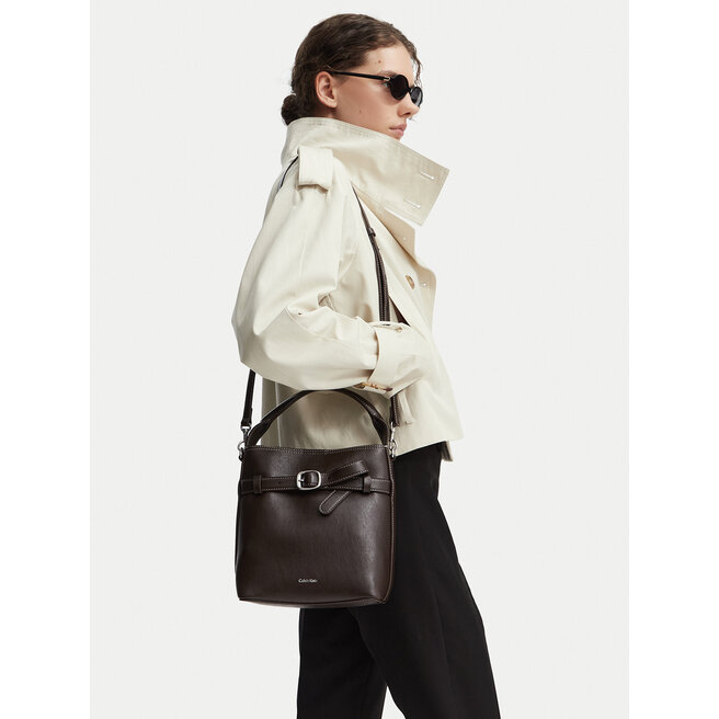 Torebka Calvin Klein Buckle Mini Bucket Crossbody LV04F3550G Brązowy -