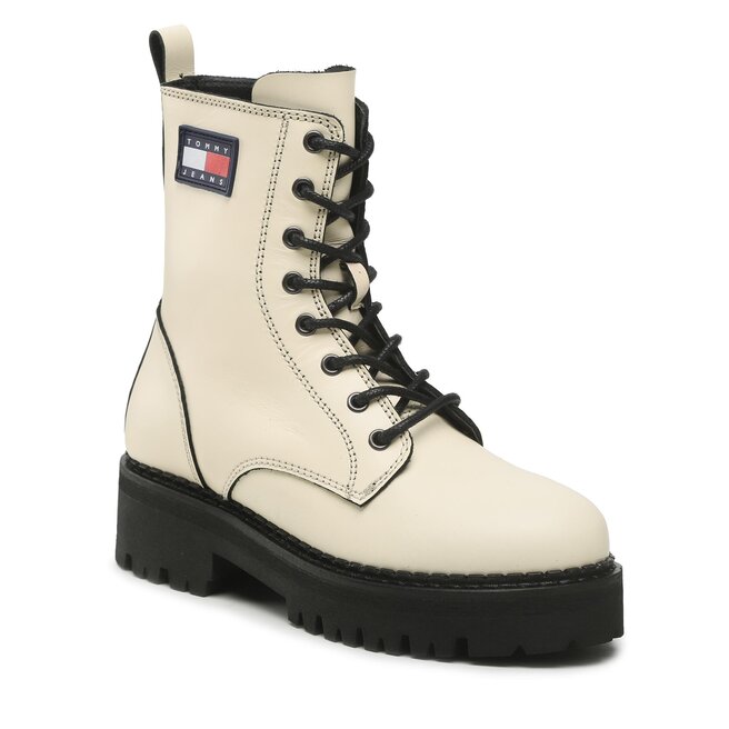 Trappers Tommy Jeans Urban Tommy Jeans Piping Boot EN0EN01997 Ivory YBI altele-Trappers imagine noua gjx.ro