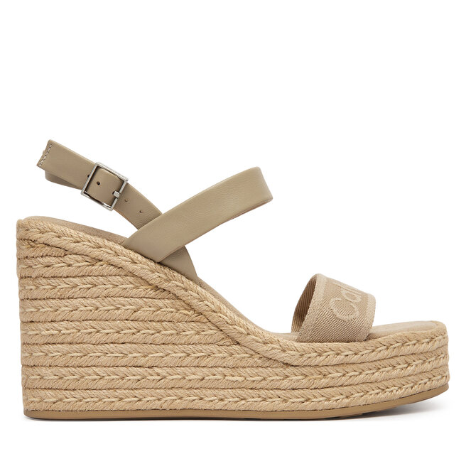 Espadryle Calvin Klein Wedge Espad 70 Webbing Lth HW0HW02901 Beżowy - kobiece