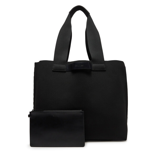 Torba Calvin Klein Ck Ease E/W Tote Knit - Czarny