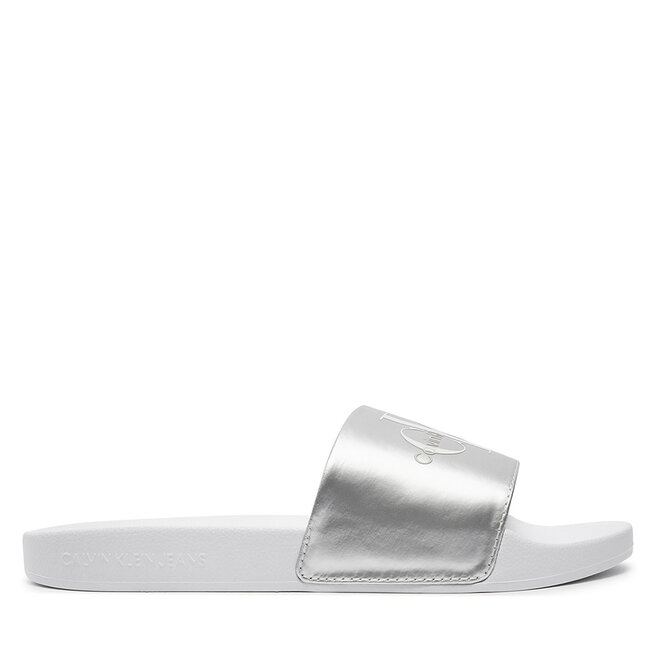 Klapki Calvin Klein Jeans Slide Ny Pearl - Srebrny