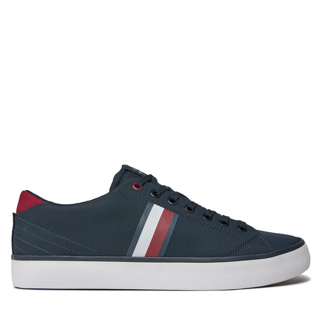 Sneakersy Tommy Hilfiger Th Hi Vulc Low Stripes Mesh - Niebieski