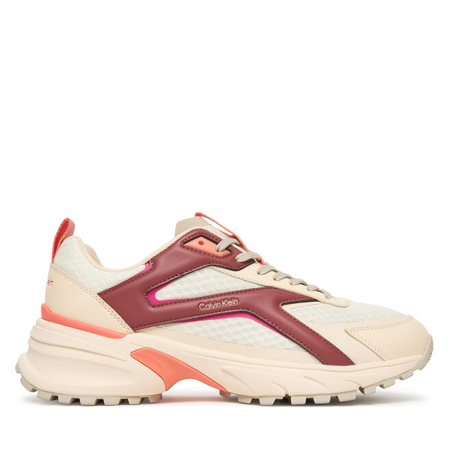 Sneakersy Calvin Klein Hike Run Ckstripe Mesh HW0HW03002 Beżowy jasny - kobiece