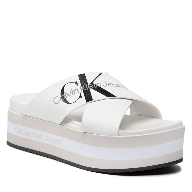 Slapi Calvin Klein Jeans Faltform Sandal Crisscross YW0YW00562 Bright White YAF