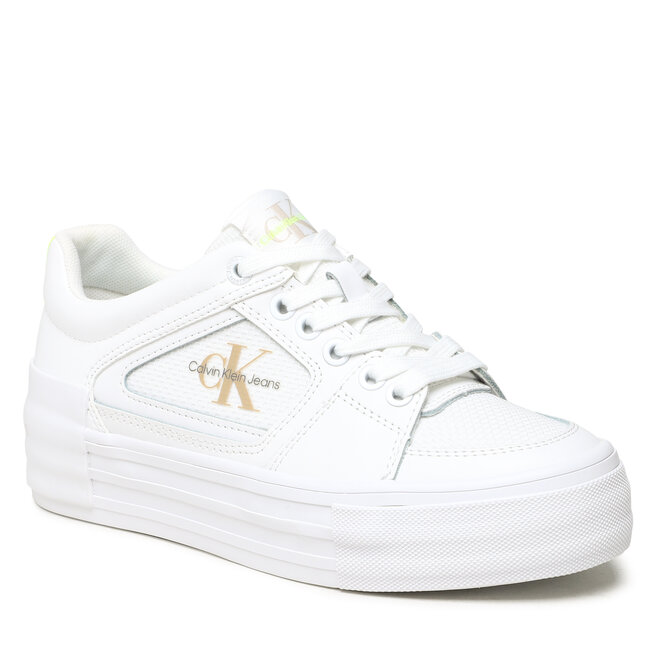 Sneakers Calvin Klein Jeans Vulc Flatform Bold Fluo Contr YW0YW00904 White/Safety Yellow CALVIN KLEIN JEANS imagine noua