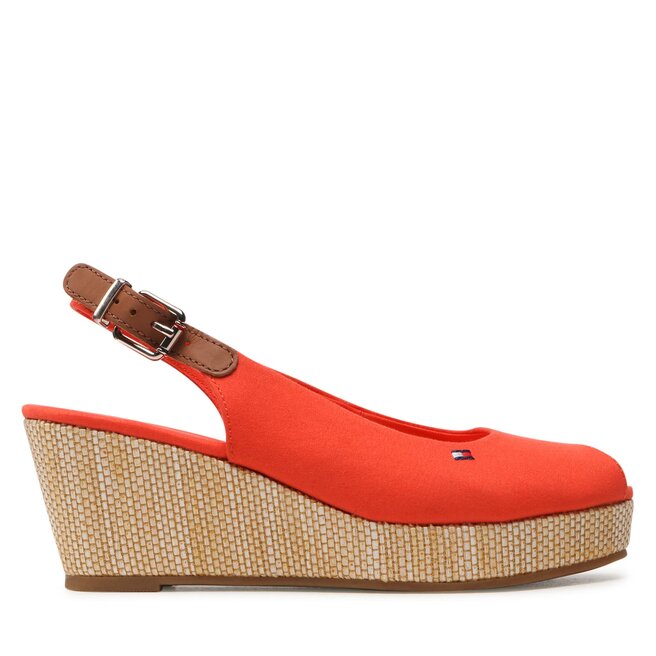 Tommy Hilfiger Sandále Tommy Hilfiger Iconic Elba Sling Back Wedge FW0FW04788 Deep Orange SNX