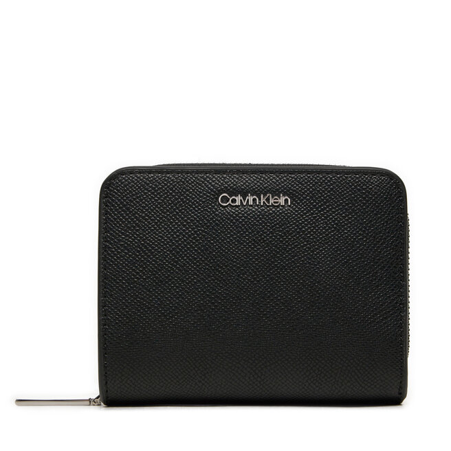 Mały Portfel Damski Calvin Klein Ck Must Md Zip Around_Caviar - Czarny