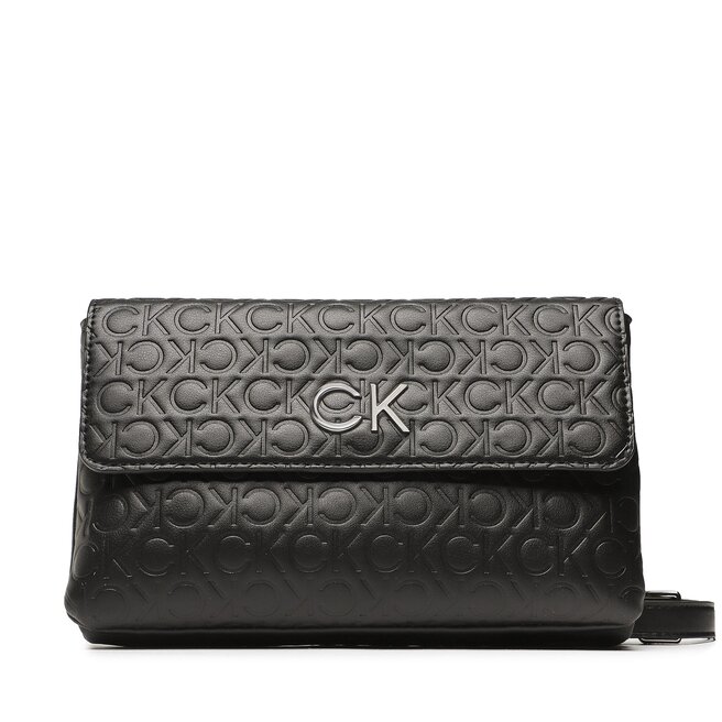 Torebka Calvin Klein Re-Lock Dbl Crossbody Emb Mono - Czarny