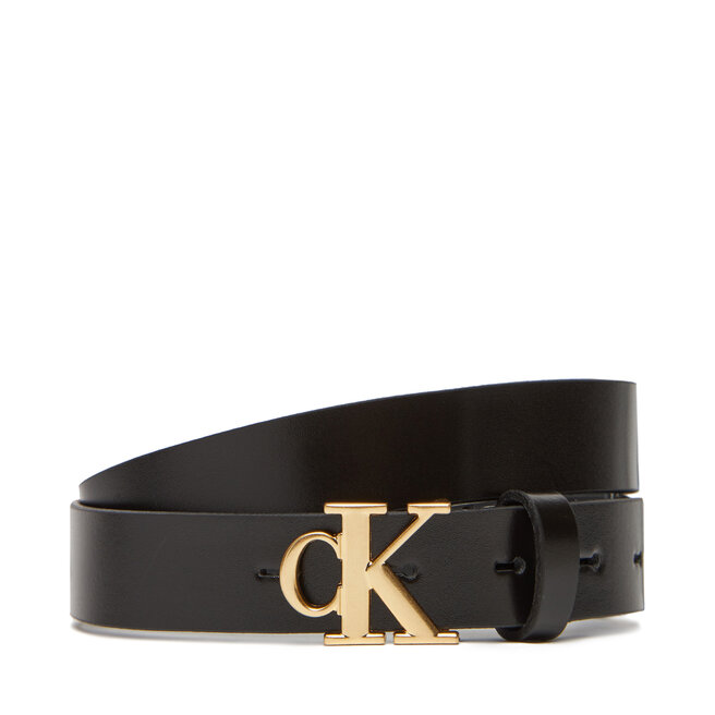 Pasek Damski Calvin Klein Monogram Plaque Buckle 25Mm - Czarny