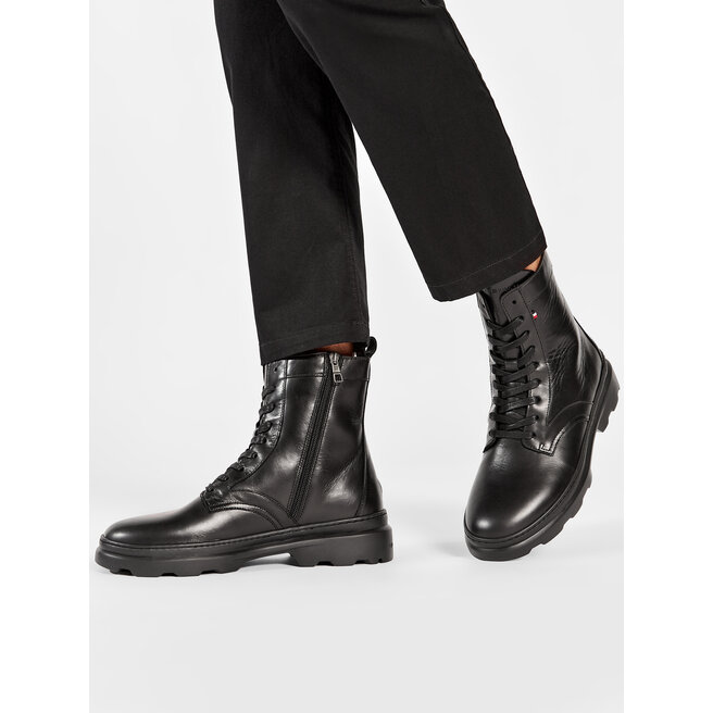 Tommy Hilfiger Kozačky Tommy Hilfiger Comfort Hilfiger Lth High Boot FM0FM04192 Black BDS