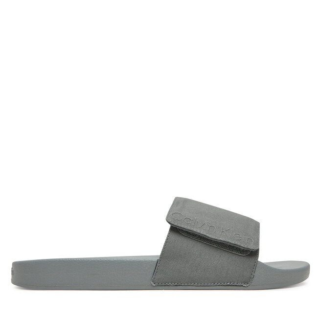 Klapki Calvin Klein Adj Pool Slide Canvas Logo - Szary